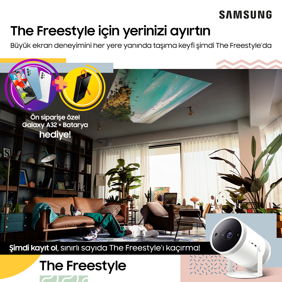 Samsung’un yeni taşınabilir ekranı The Freestyle için Galaxy A32 ve batarya hediyeli ön satış kampanyası