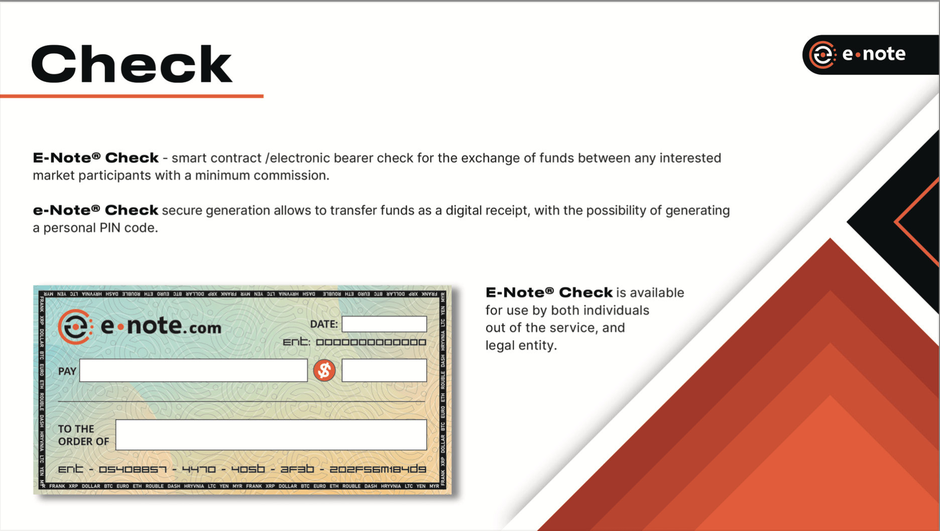 E-NOTE ONE-STOP POINT FOR ALL YOUR FINANCIAL SOLUTIONS